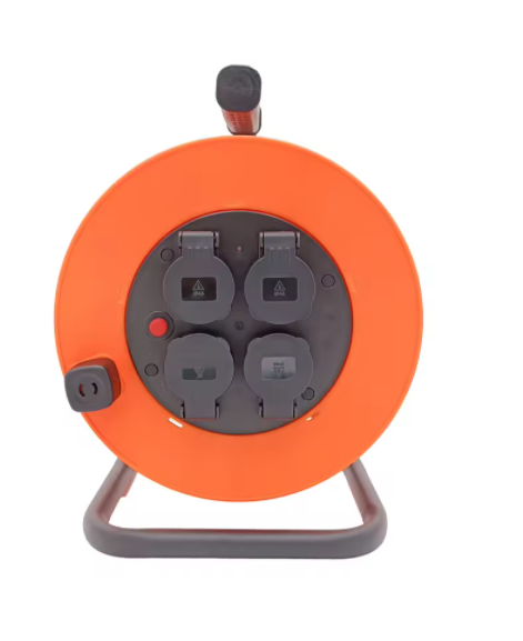 WIRE SOCKET 002 16A 250V IP44 4 Way Denmark Waterproof Cable Reel 25m 50m